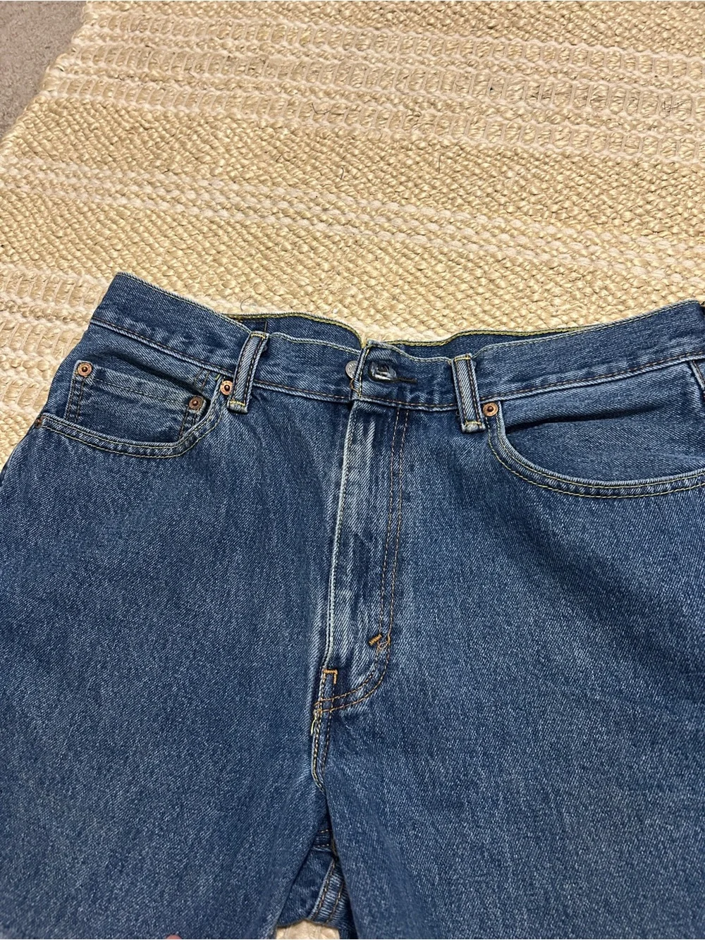 Levi's Dark Blue Raw-Hem Denim Shorts